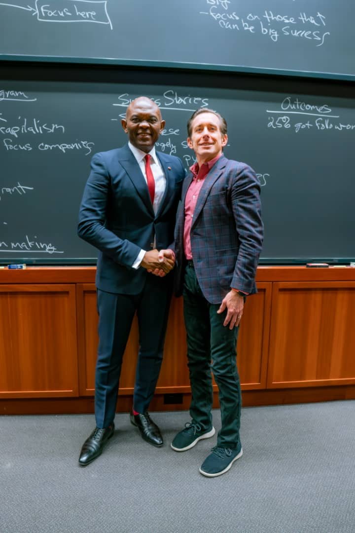 The Founder, Tony Elumelu Foundation and Group Chairman, UBA, Mr. Tony O. Elumelu and Faculty member and Professor of Business Administration, Harvard Business School(HBS), Professor Paul Gompers, during the introduction of Tony Elumelu Foundation Case Study as part of Harvard’s Curriculum in Boston, Massachusetts on Thursday.